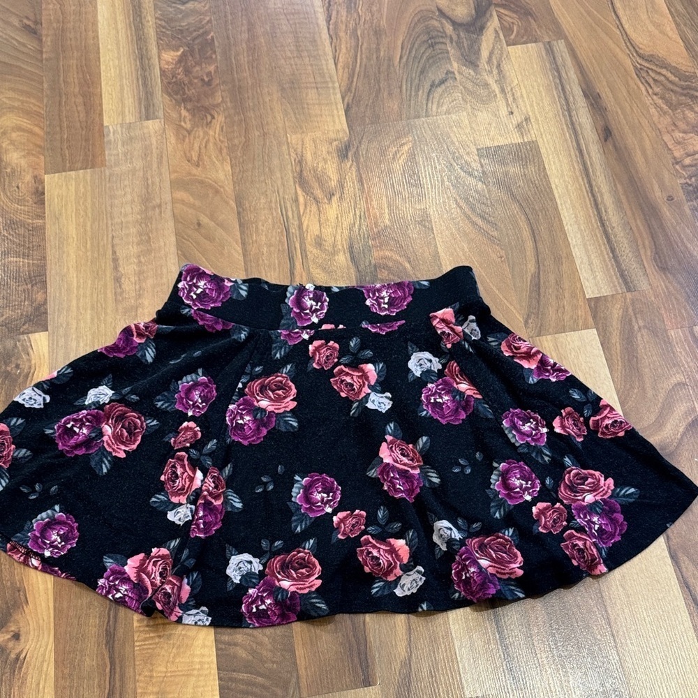 H&M Black Skirt with Pink Floral Design